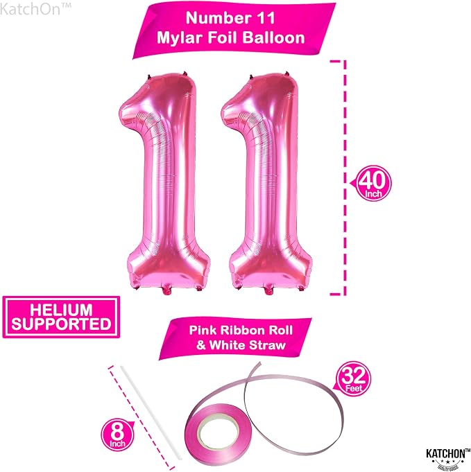 Katchon, Hot Pink Number 11 Balloon - Image 4