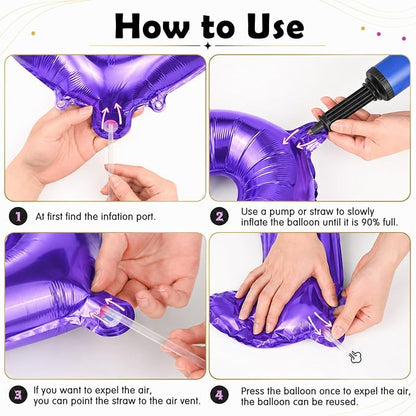 52 Pcs Letter Balloons Hot Pink Purple Balloon Banner 16 Inch 2 Sets A- Z - Image 4