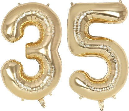 Champagne Large Number 35 Balloon, 40 Inch Light Gold Foil Helium Number by AIQINHU