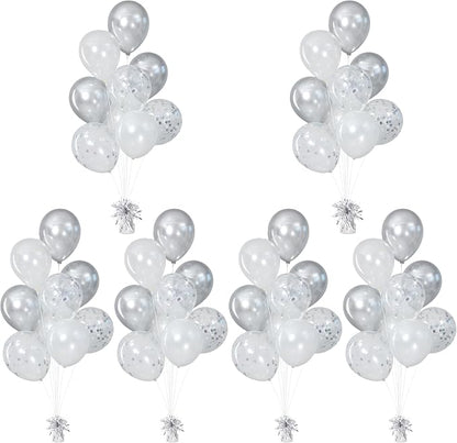 Balloon Weights Pack of 6 with 54pcs Silver and White Balloons, Balloon Anchors - Image 6
