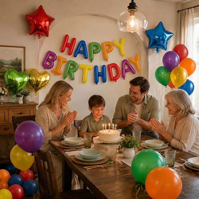27 PCS Happy Birthday Balloon, Birthday Decorations 3D Foil Happy Birthday - Image 4