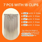 Full Shine Blonde Clip in Hair Extensions Real Hair Extensions Clip in Human Hair Nordic Balayage 18 Ash Blonde Fading to 22 and 60 Double Weft Straight Hair 7 Pcs 16 Inch 120 G
