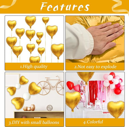 Foil Heart Balloons Gold - Image 4