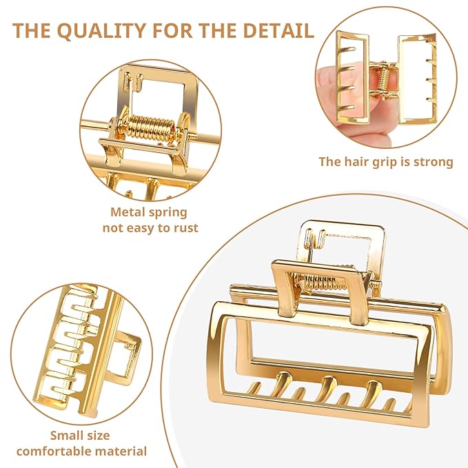 Gold Hair Clips for Women, 10 Pcs Small Gold Claw Clips for Women and Girls, Mini Metal Hair Accessories