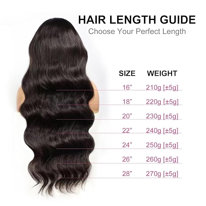 210% Density 13x6 Full Lace Frontal Wigs Human Hair 12A Body Wave Brazilian Virgin Human Hair Pre Plucked HD Transparent Lace Glueless Wigs 28 Inch