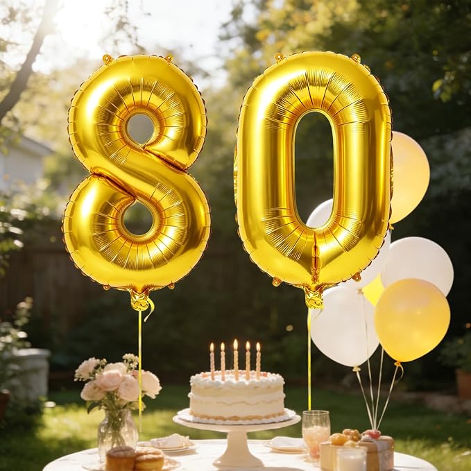40 Inch Number 80 Balloons for 80th Birthday Party Decorations, 0-100 Gold - Image 3