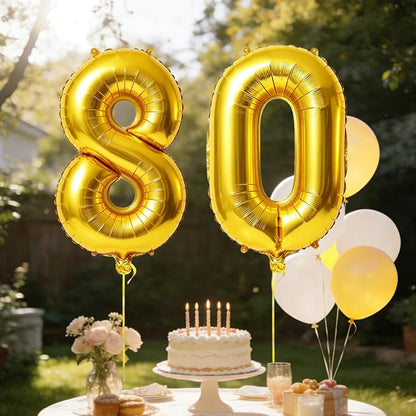 40 Inch Number 80 Balloons for 80th Birthday Party Decorations, 0-100 Gold - Image 3