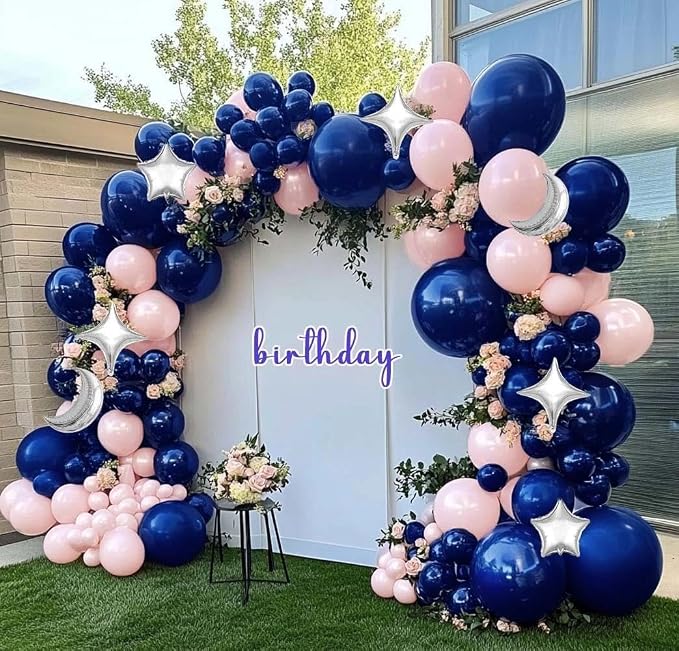 Navy Blue Balloon Garland Arch Kit Double Stuffed Royal Blue Star Moon Balloons - Image 8