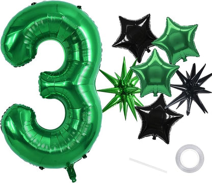 TONIFUL 3rd Birthday Balloons Kit 40 Inch Dark Green Large Number 3 Balloon | by TONIFUL