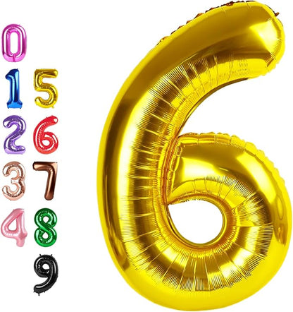 Number Balloons Gold 6 Balloon 40 inch by Enyeopd