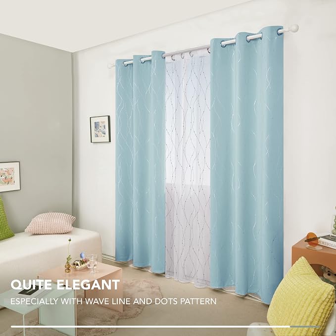 Deconovo Living Room Curtains 45 Inches Long, Thermal Insulated, Room Darkening - Image 3