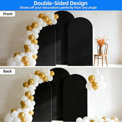 Hemmotop Stretchy Black Arch Backdrop Cover Set of 3-7.2ft, 6ft | Wrinkle-Free - Image 9