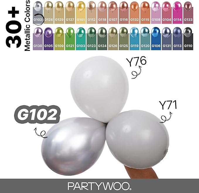 PartyWoo Silver Balloons 127pcs Different Sizes of 36 18 12 10 5 Inch | Balloons - Image 4