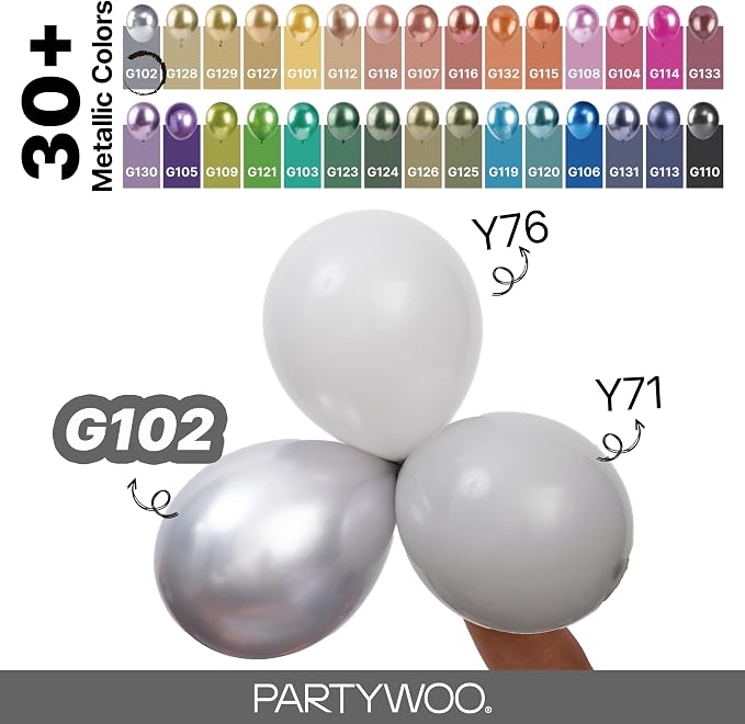 PartyWoo G102 Silver Metallic Balloons | Balloons - Image 4