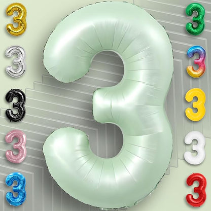 Green Number Balloon 3 Mylar Foil Balloons 32 inch - Image 2