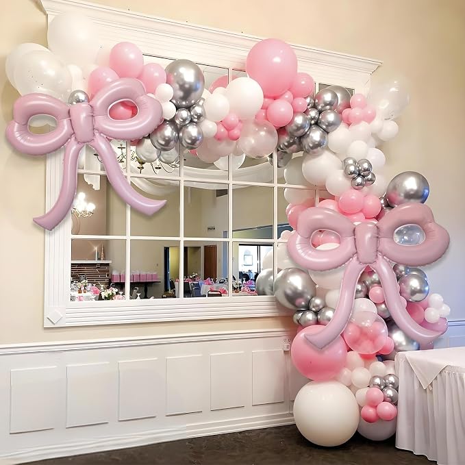 4 Pcs Light Pink Bow Balloons Bow Party Decorations - Image 6