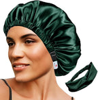 2Pcs Satin Bonnet Silky Bonnets Hair Bonnet For Sleeping Double Layer Curly Hair Sleep Cap Womens Silk Night Hats