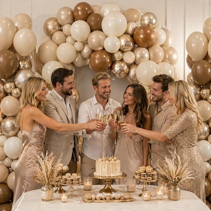 Neutral Brown Balloons, 12 Inch Brown Gold Sand White Cream Beige Ivory Helium - Image 6