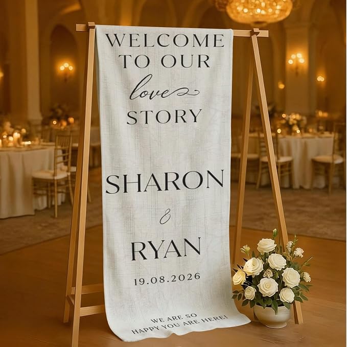 Mapileng Personalized Wedding Cotton Linen Wall Tapestry Banner, Custom Couple - Image 6
