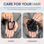 Blissy Silk Scrunchies (3 Pack) - 100% Pure Mulberry Silk - 22 Momme 6A High-Grade Fibers Scrunchie for Straight & Curly Hair (Black/Gold/Pink, Regular)
