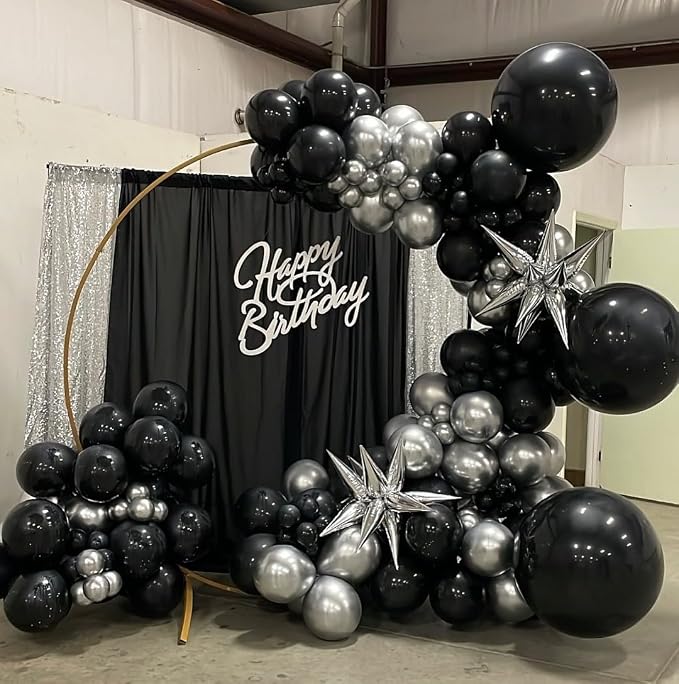 Black and Silver Balloon Arch Kit, Different Size Balloons - Image 5