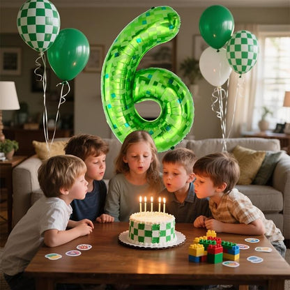 40 Inch Giant Green Pixel Miner Theme Number Balloons 40 Inch Foil Party - Image 7