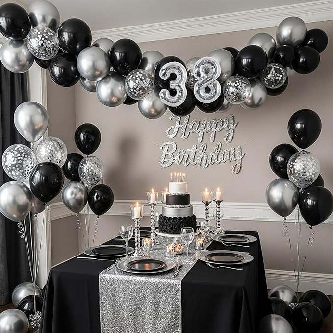 TONIFUL 20 Pcs Number Balloon 2 Set 16 Inch Silver 0-9 Numbers Balloons | Small - Image 3
