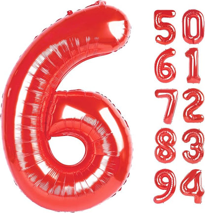 Red 6 Balloon - Number Balloon 40 Inch, 6th Red Birthday Decorations | Large by IWERP