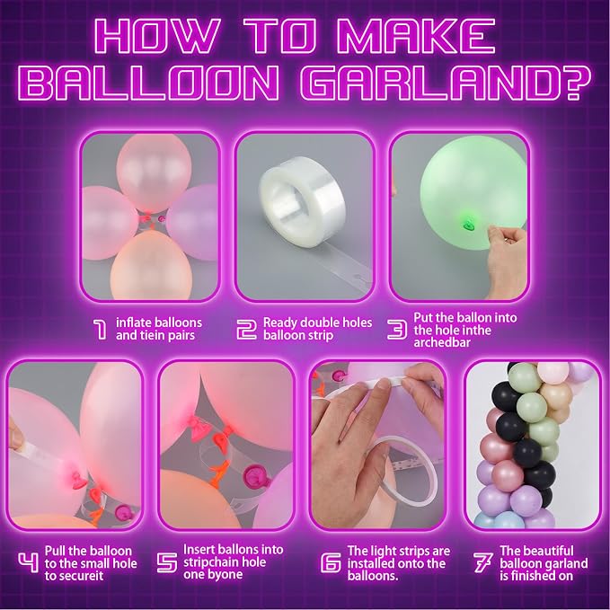 Blueweenly 150 Pcs Neon Balloons Arch Garland Kit - Image 7