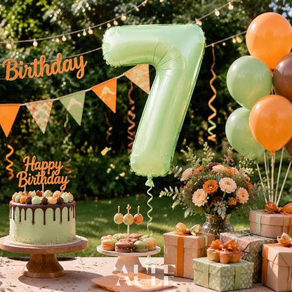 AULE 40 Inch Sage Green 7 Balloon Numbers Foil 0-9 Birthday Big Numbers | - Image 2