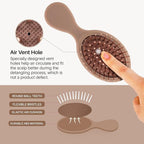 RHOS Mini Hair Brush for Women,Men and Kids-Travel Size Hair Brush for Purse,Pocket,backpack-Small Cushion Paddle Brush with Soft Bristles-Mini Detangler Brush for All Hair Types(1 Pack-Mocha)