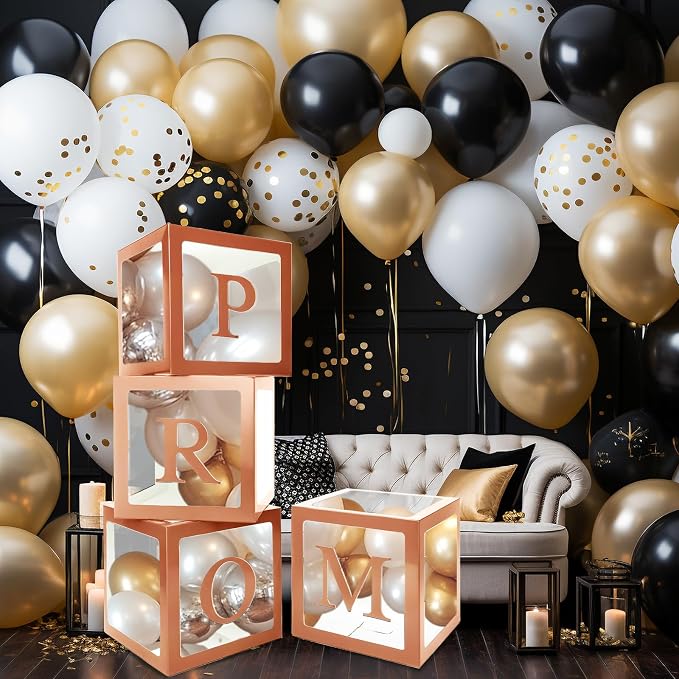 4 Pcs Prom Boxes with Letters 11.8 x 11.8 x 11.8 Inch Clear Balloon Boxes - Image 7