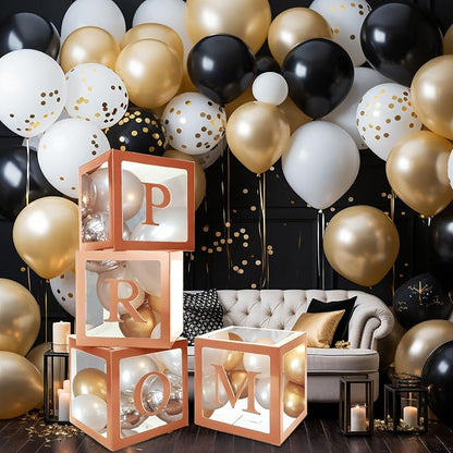 4 Pcs Prom Boxes with Letters 11.8 x 11.8 x 11.8 Inch Clear Balloon Boxes - Image 7