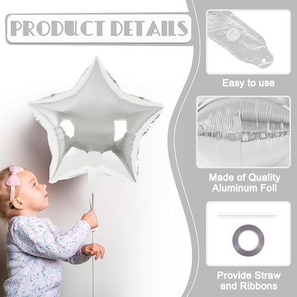 20 Pcs Star Balloons, 18 Inch Silver Star Foil Balloons, Stars Shaped Balloon - Image 5