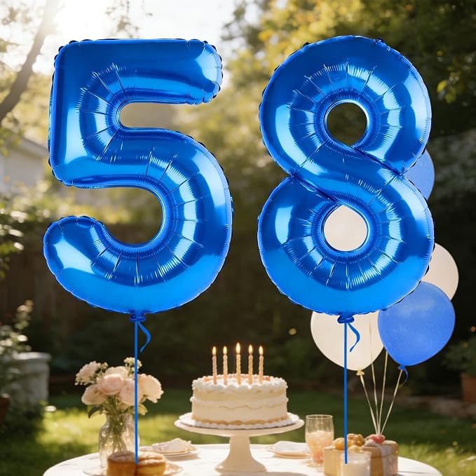 40 Inch Number 58 Balloons for 58th Birthday Party Decorations, 0-100 Dark Blue - Image 3