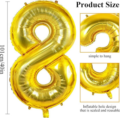 Joycard 100pcs 40" Gold Foil Number 88 Balloons - Image 2