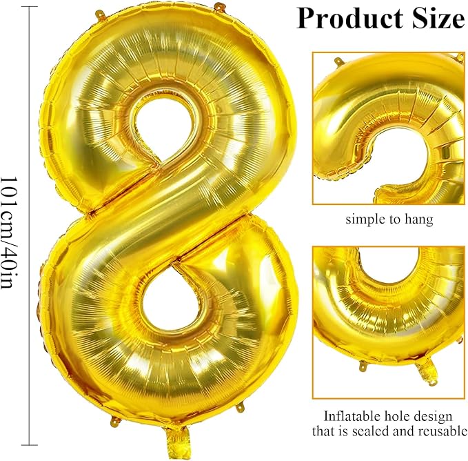 Joycard 100pcs 40" Gold Foil Number 89 Balloons - Image 2