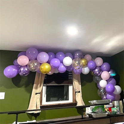 Pastel Pink and Purple Balloons, 12 Inch Metallic Purple Lilac Pink Confetti - Image 6