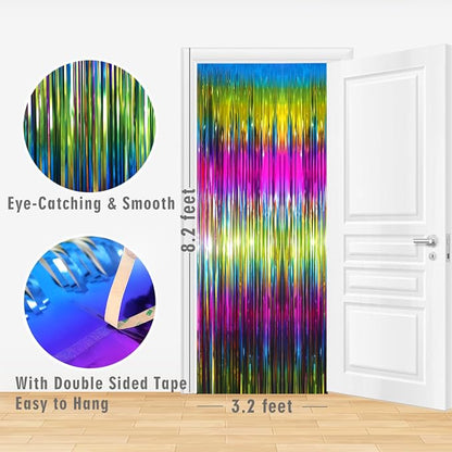GOER 6.4 ft x 8.2 ft Metallic Tinsel Foil Fringe Curtains Party Photo Backdrop - Image 3