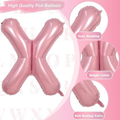 40" Giant Pastel Pink Letter Balloon X, Lager Foil Balloons Pearl Pink Alphabet - Image 9