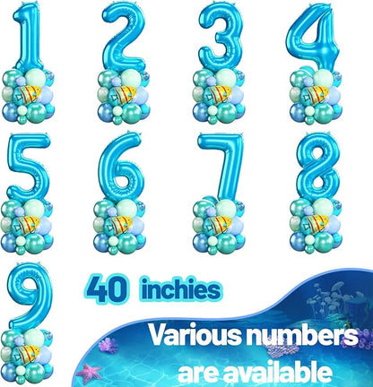 40 Inch Blue Number 8 Balloon Ocean Under the Sea Number Eight Foil Balloons - Image 7