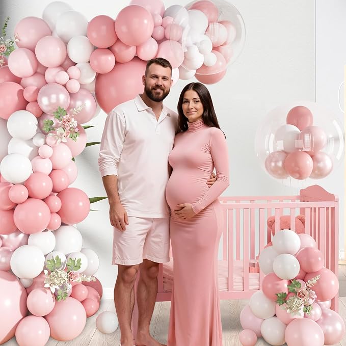 152Pcs Pink Balloons Arch Garland Kit Different Size | Light Pink and White - Image 5