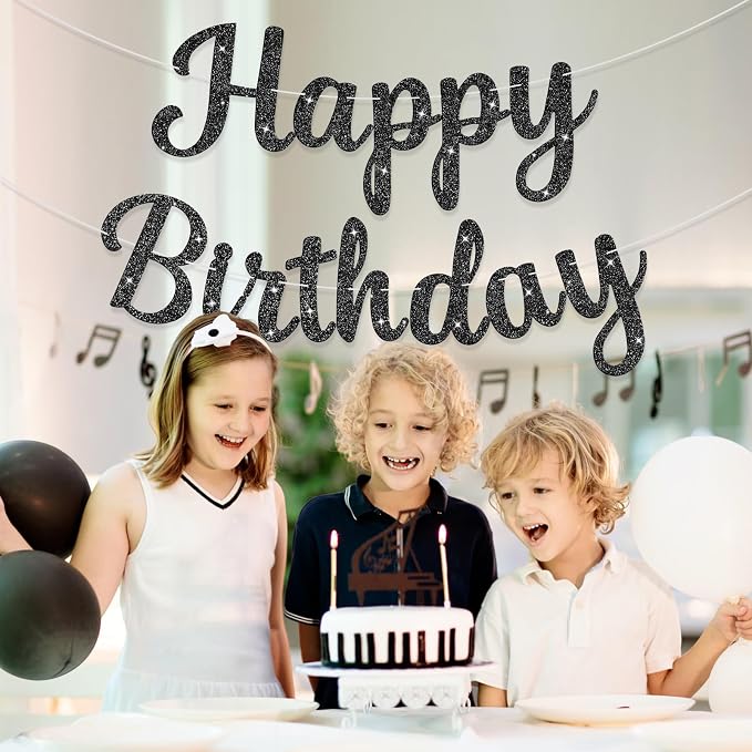 Glitter Happy Birthday Banner Sign Birthday Garland Wall Door Banners Flag - Image 2
