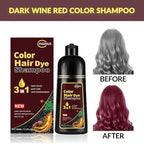Hair Dye Shampoo 3 in 1 Dark Wine Red,Instant Hair Color Shampoo for Gray Hair Coverage for Men & Women, Burgundy Hair Shampoo and Red Hair Dye for All Hair Types 500ml