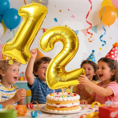 40 Inch Number 12 Balloons for 12th Birthday Party Decorations, 0-100 Gold - Image 2