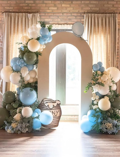 Blue Green Balloon Garland Arch Kit, Sand White Balloons - Image 2