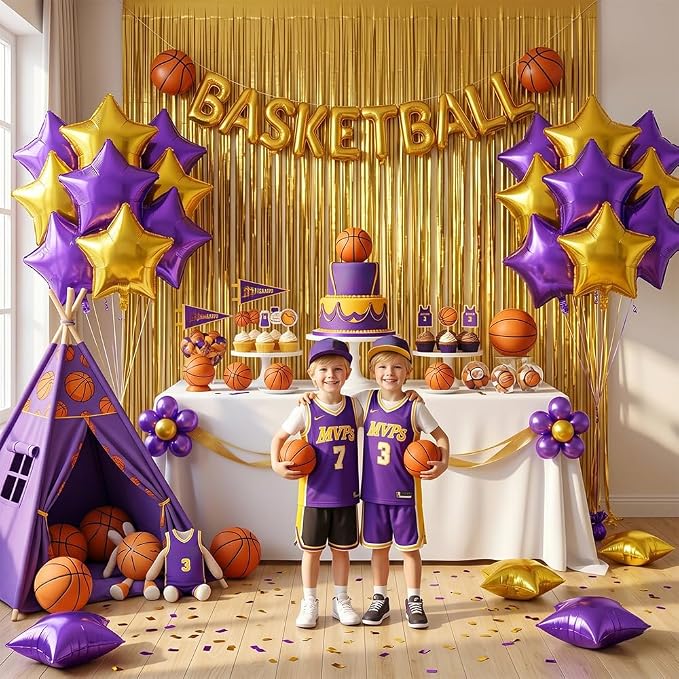 TONIFUL 15 Pack Purple and Gold Star Foil Balloons | 18 Inch Mylar Star Balloons - Image 5