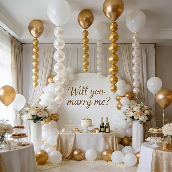 White and Gold Quick Link Balloons - Image 6