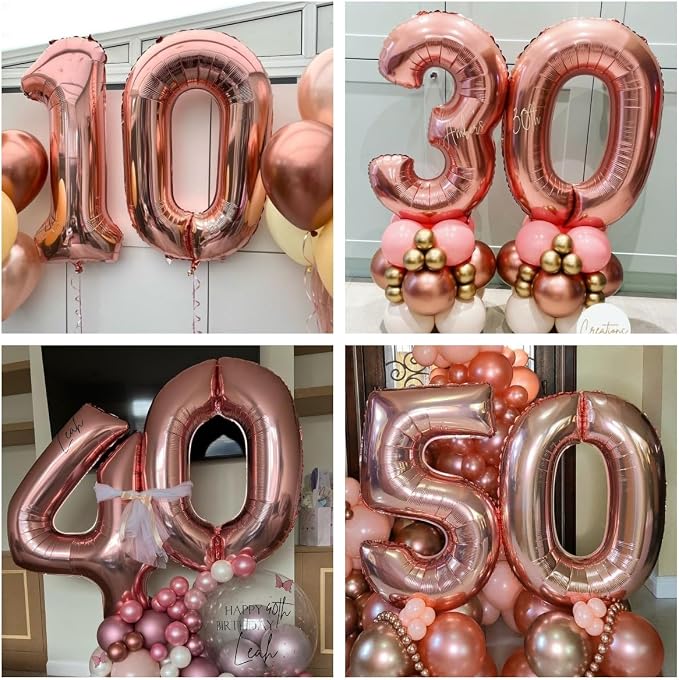 Rose Gold 20 Number Balloons, 40 Inch Big Giant Jumbo 20 Balloon Numbers Rose - Image 7