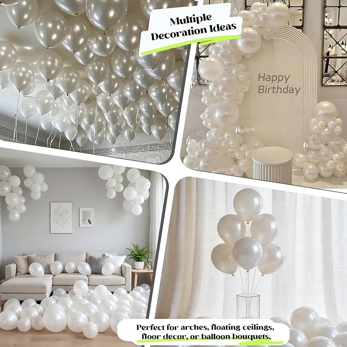 Pearl White Balloons 50Pack 12 Inch Pearl Latex Party Balloons - Image 4
